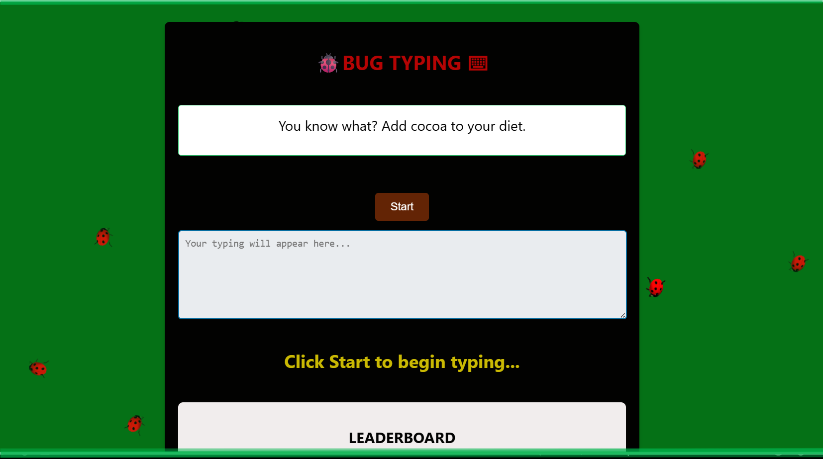 Bug-Typing Game Screenshot